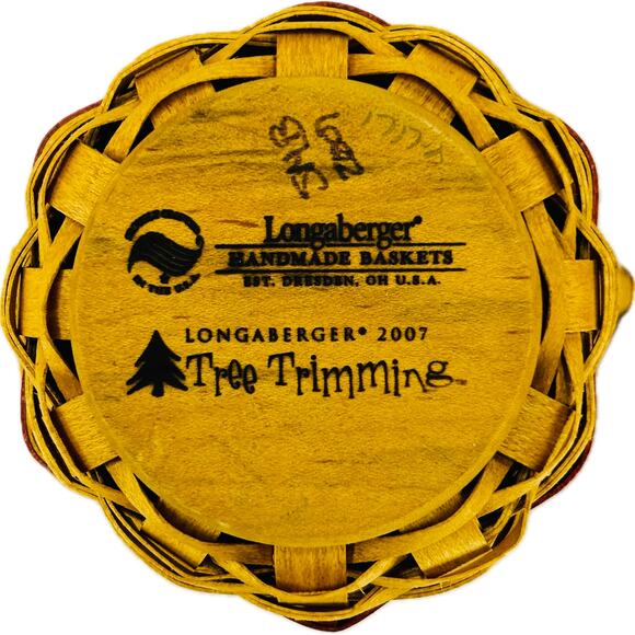Longaberger PEPPERMINT STRIPE Red Tree Trimming Lid Liner Protector Tie-on Box - Picture 7 of 9